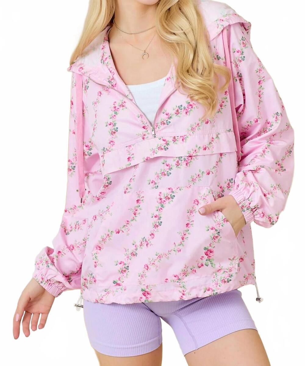 NEW MAIN STRIP fancy floral windbreaker in pink